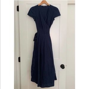 New Ralph Lauren Maxi Linen Navy Long Dress